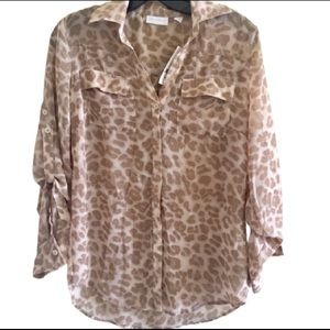 New York & Company Sheer Leopard Blouse